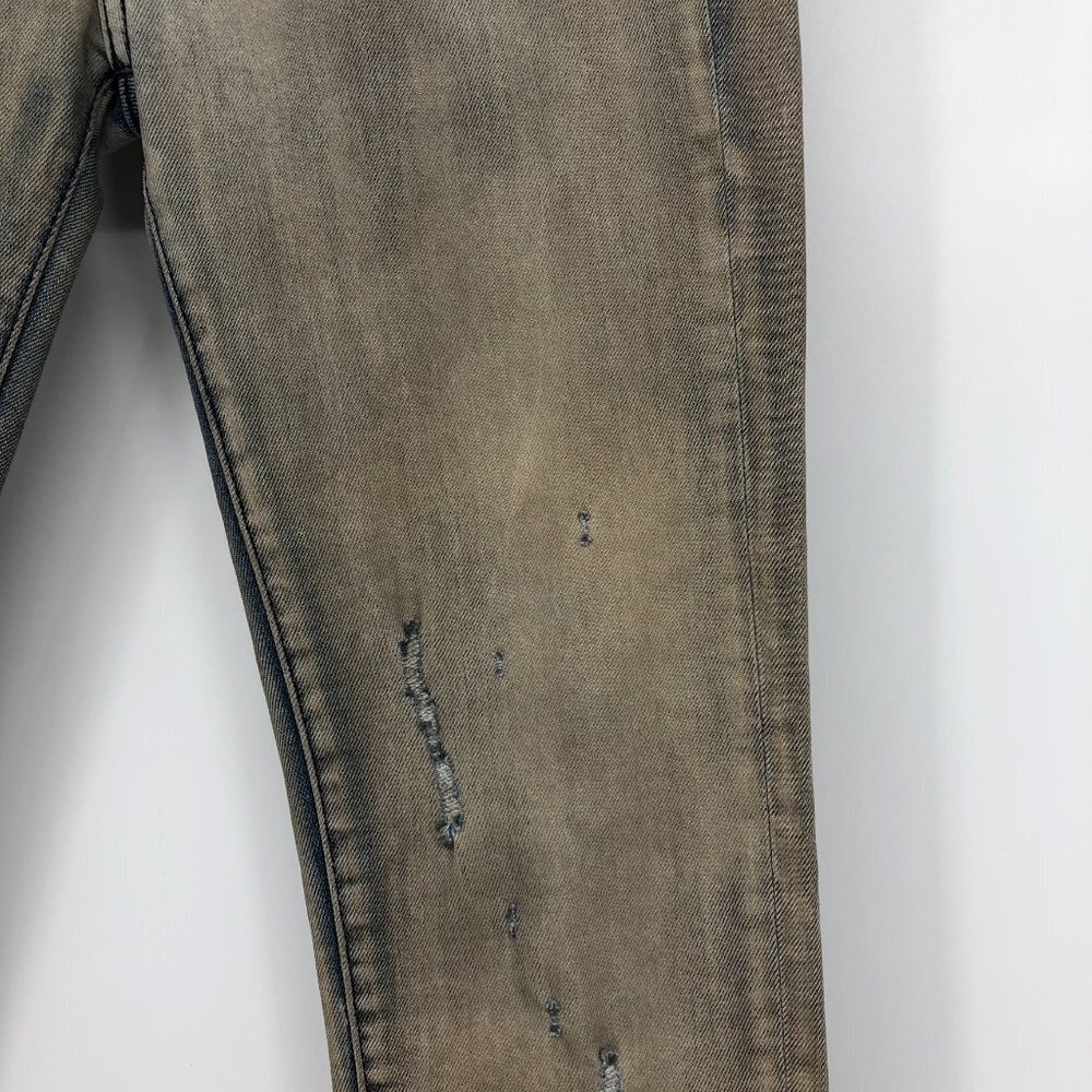 IRO Tan Distressed Mid-Rose Skinny Jeans in faded Blue  and brown mix size 25 - Picture 9 of 16